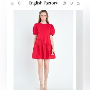 KNIT WOVEN MIXED DRESS - Red L English Factory